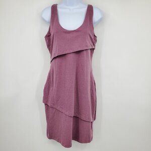 Synergy Organic Cotton Purple Layered Look‎ Women's Casual Dress Medium